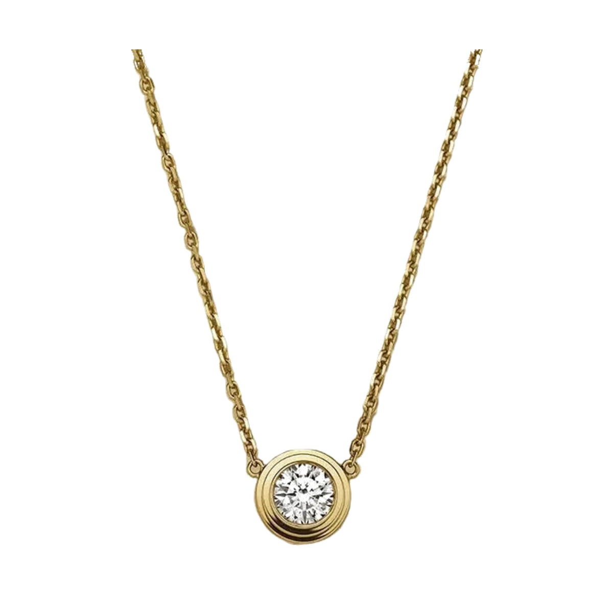 Triple bezel 1 carat round diamond pendant necklace in 18k yellow gold