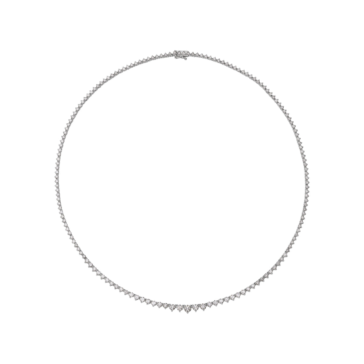 10 carat graduated diamond tennis necklace in 18k gold