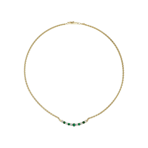 Diamond and Emerald Graduated Line Necklace