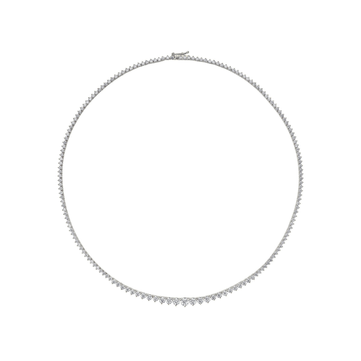 7 carat graduated diamond tennis necklace in 18k white gold
