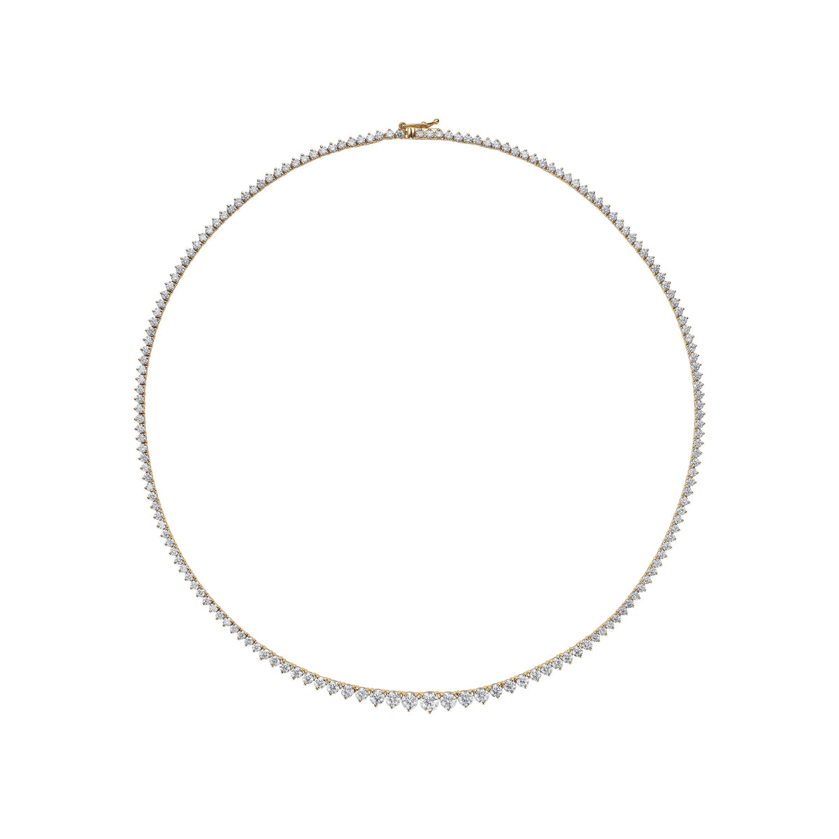7 carat graduated diamond tennis necklace in 18k yellow gold