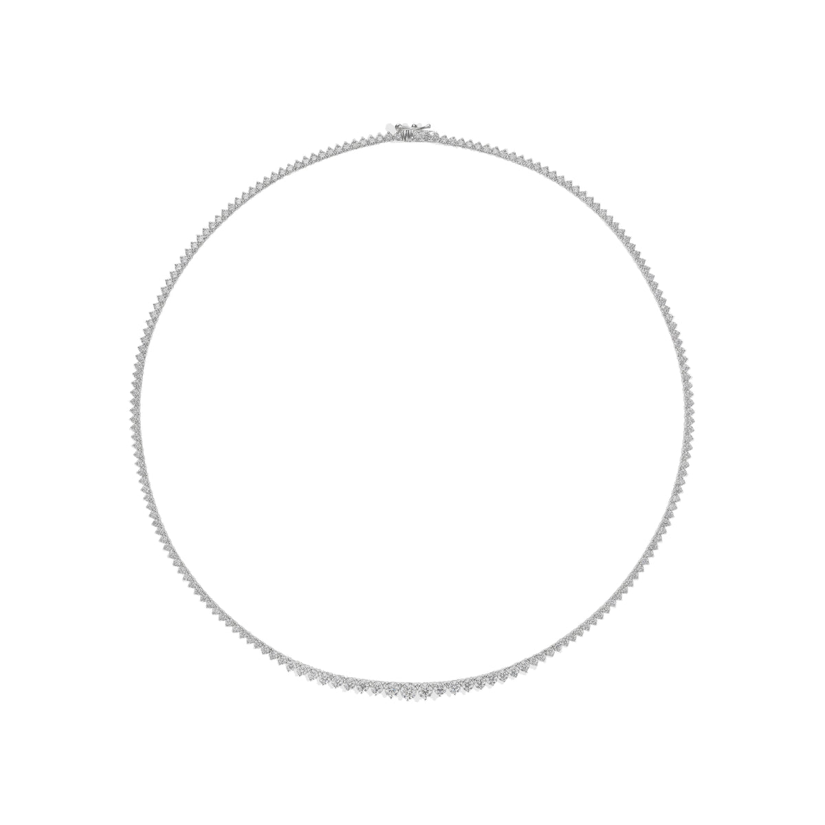 5 carat graduated diamond tennis necklace in 18k gold