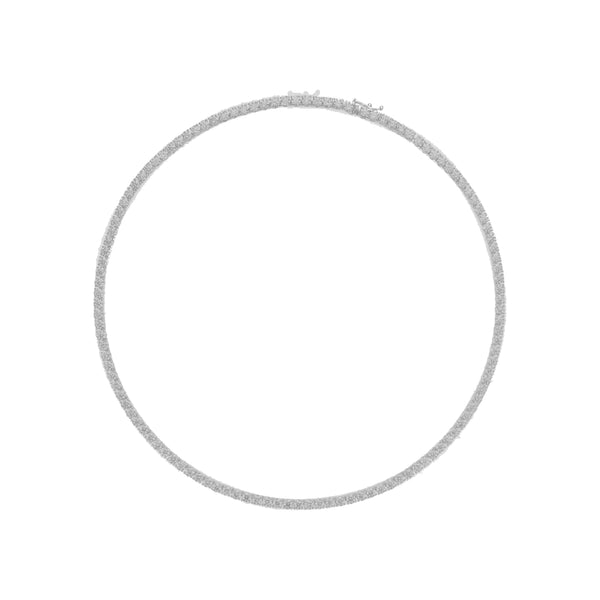 6 carat round cut diamond tennis necklace in white gold