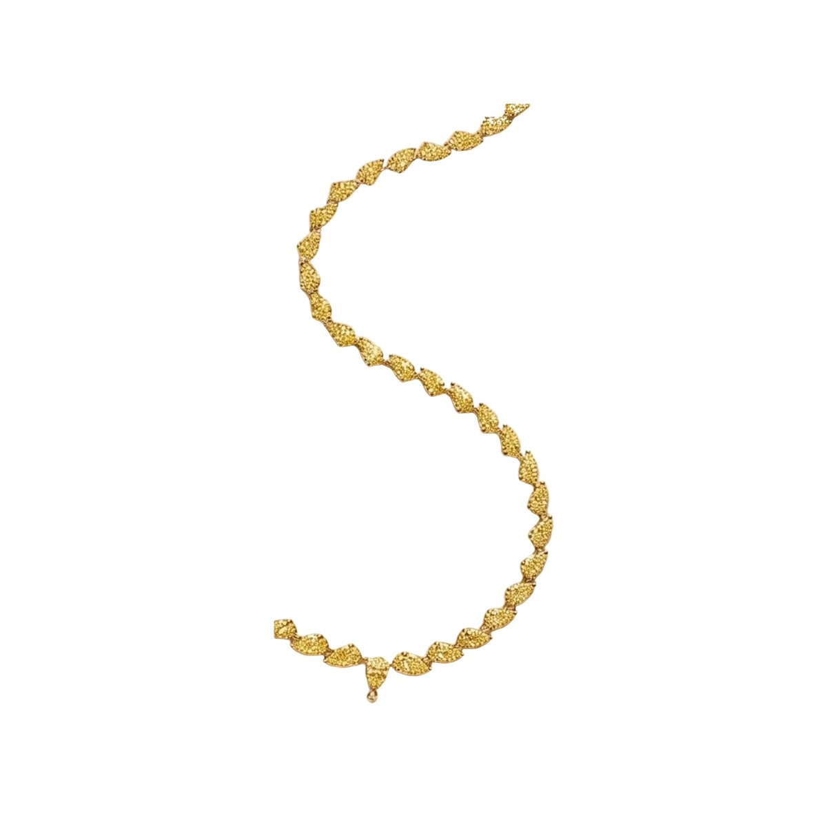 Fancy yellow diamond rivière necklace in 18k yellow gold