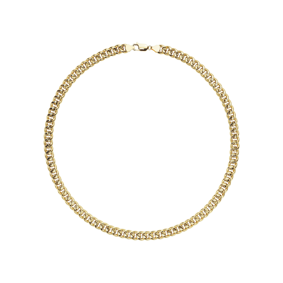 Cuban link chain necklace in 14k yellow gold, bold weight