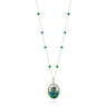 Antique Saint George Enamel Medallion with Diamonds & Emerald Beads