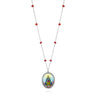 Antique Our Lady of Nazareth Enamel Medallion with Diamonds & Ruby Beads