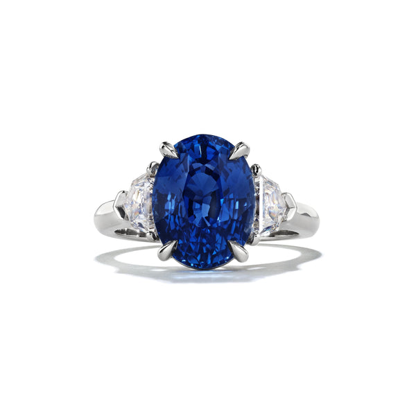 Custom Oval Sapphire and Diamond Ring