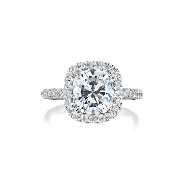 Custom Cushion Cut Diamond Halo Ring