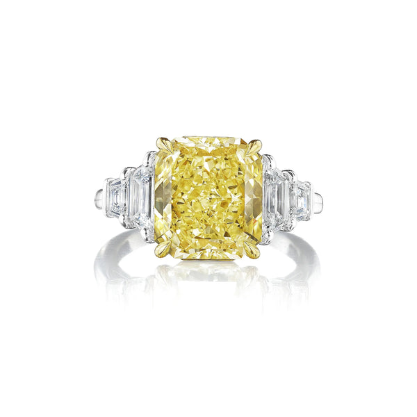 Custom Radiant Brilliant Yellow Diamond Ring