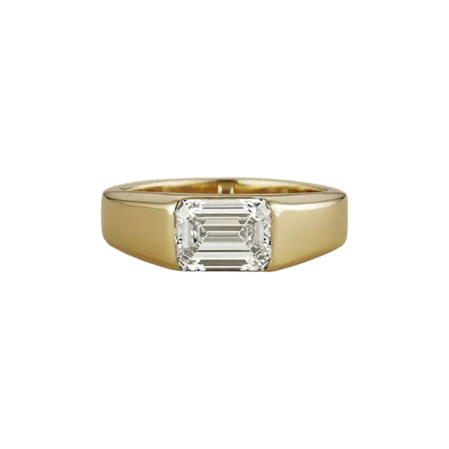 East-West Emerald Cut Diamond Ring