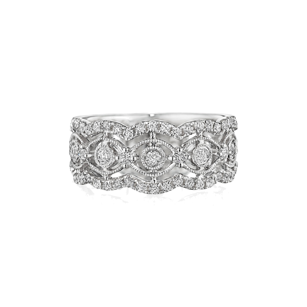 Deco diamond band in 18k white gold