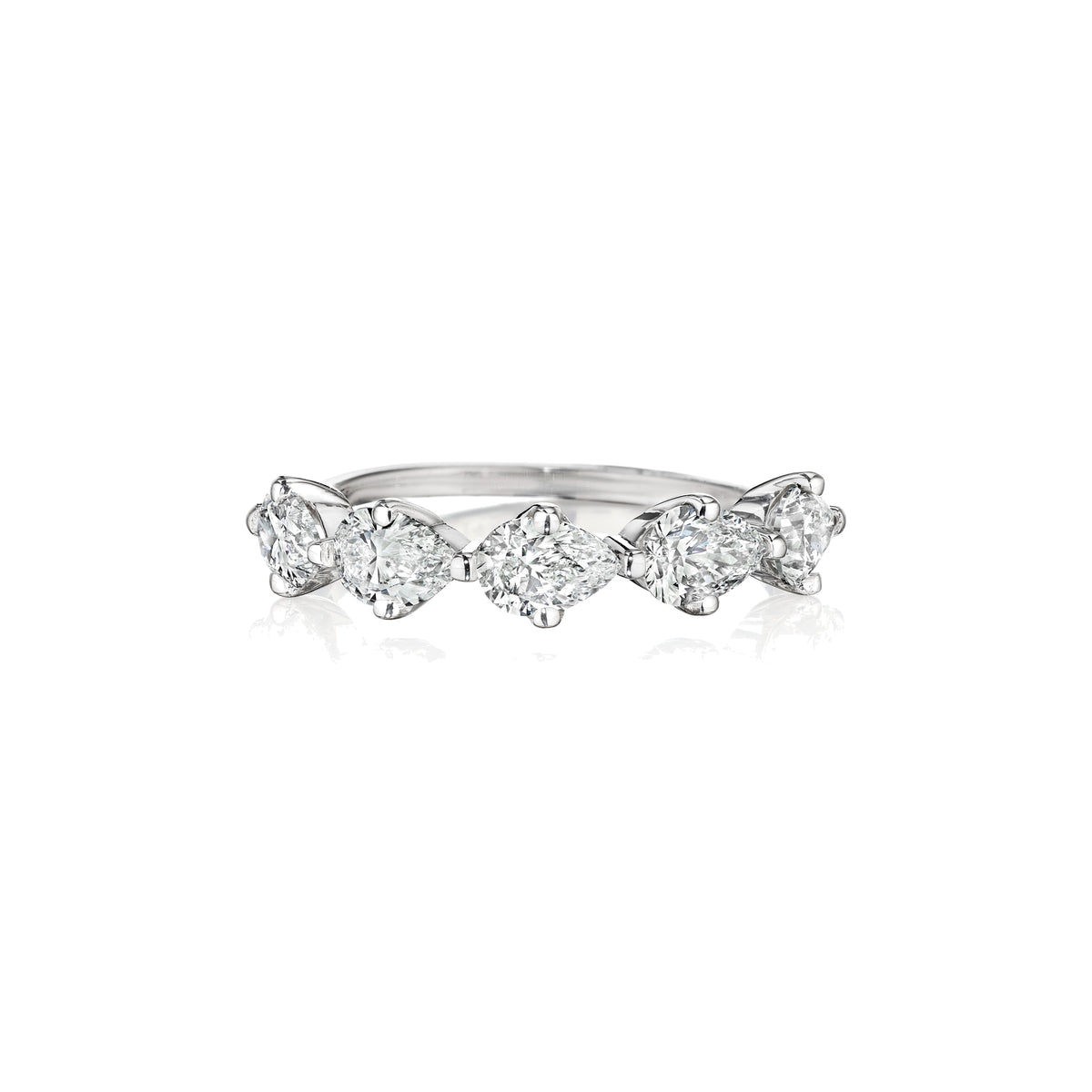 1.5 carat east-west pear diamond five stone band