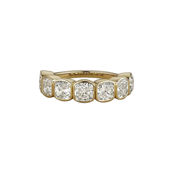 Bezel Set Cushion Diamond Half Eternity Band