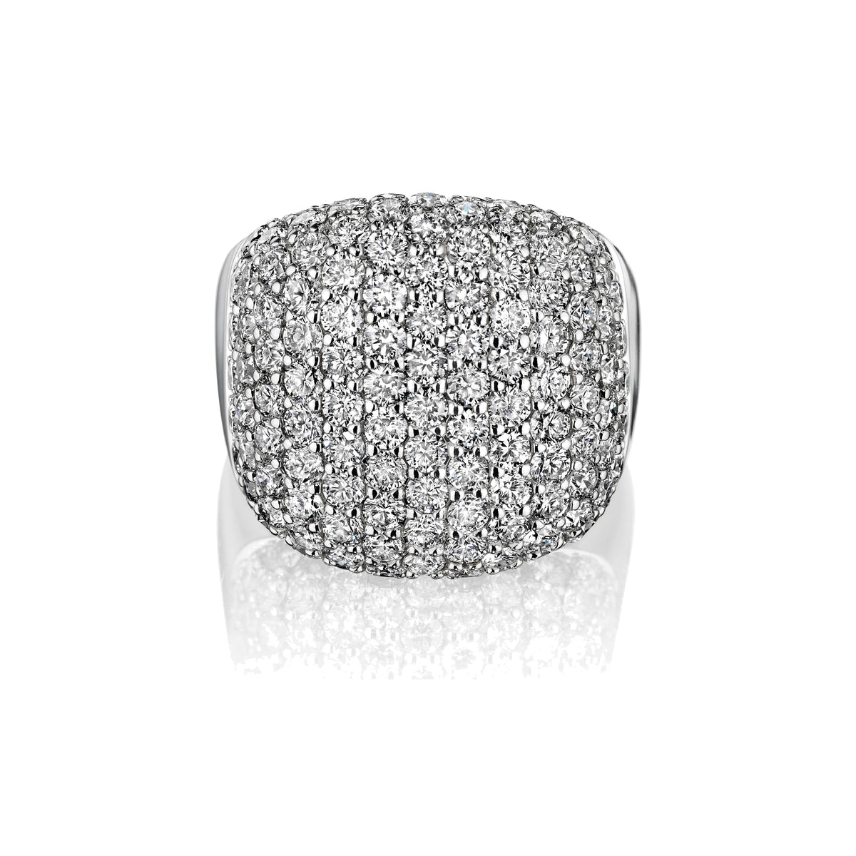 Pavé diamond cloud cocktail ring in 18k white gold