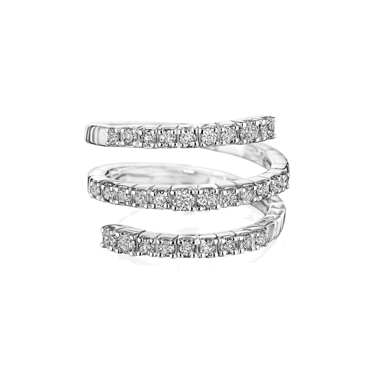 Helix diamond cocktail ring in 18k white gold