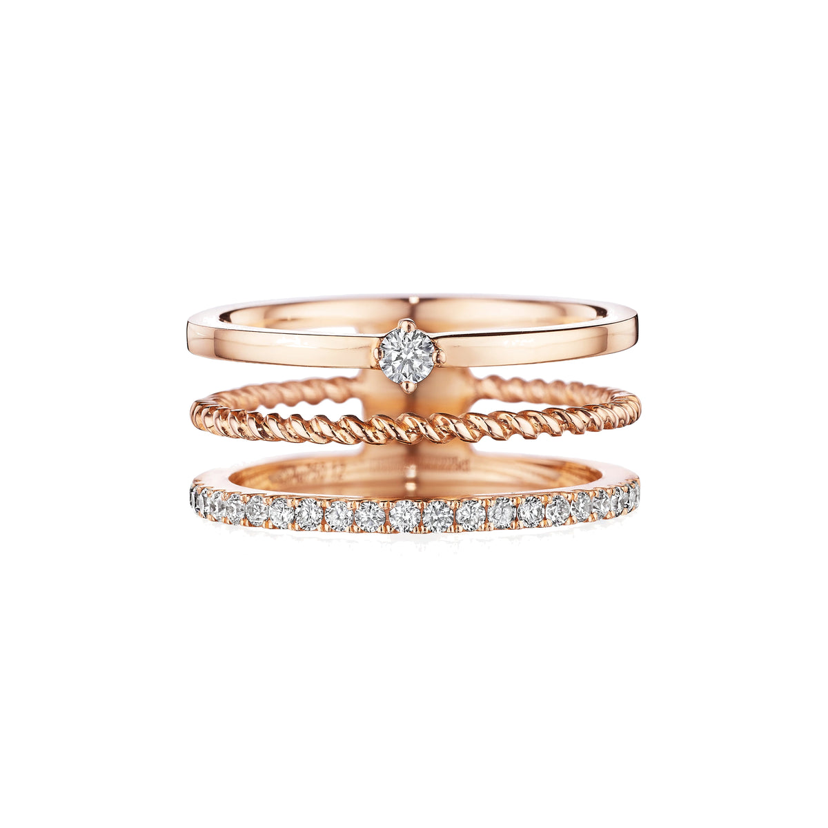 Triple Row Pavé Diamond Ring