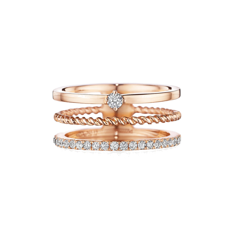 Triple Row Pavé Diamond Ring