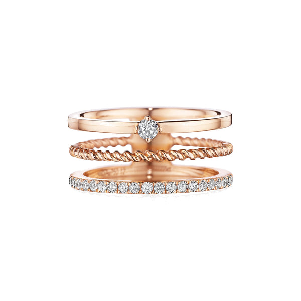 Triple Row Diamond and Diamond Pavé Ring