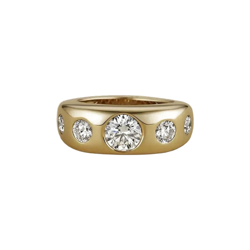 Five Diamond Bombé Ring