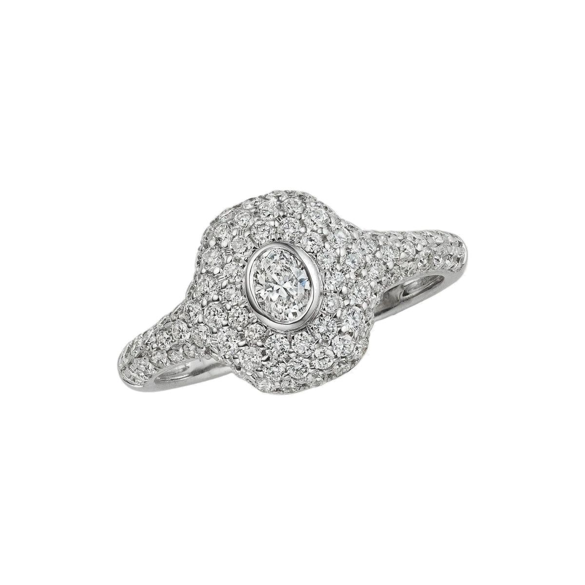 Oval diamond Candy ring in 18k white gold