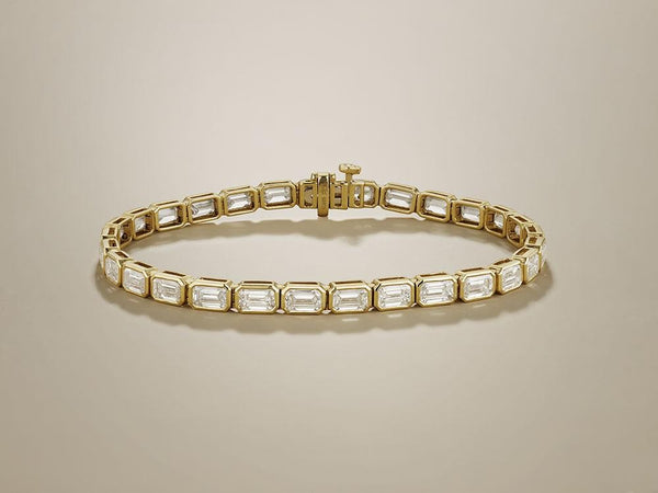 Bezel Set Emerald Cut Diamond Tennis Bracelet by Marina Fragoso