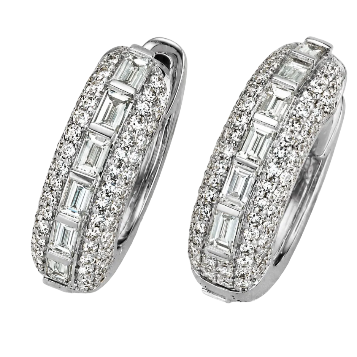 City Lights diamond huggies in 14k white gold, another view