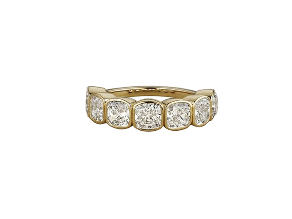 Cushion Cut Bezel Set Half Band by Marina Fragoso