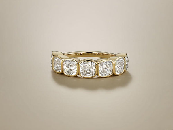 Cushion Cut Bezel Set Half Band
