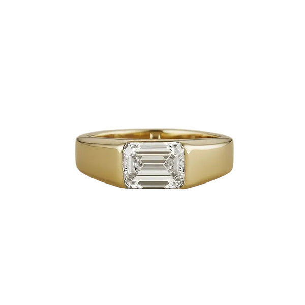 East-West Emerald Cut Diamond Ring by Marina Fragoso