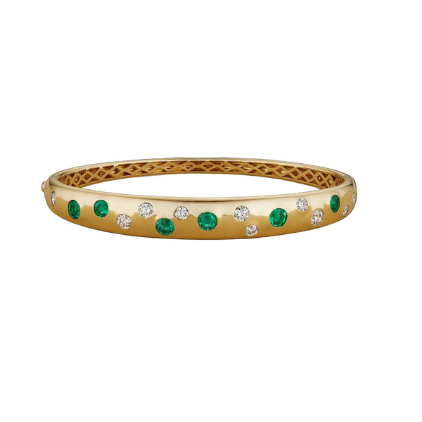 Emerald & Diamond Station Bangle by Marina Fragoso