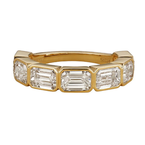 Five Stone Emerald Cut Bezel Set Band by Marina Fragoso