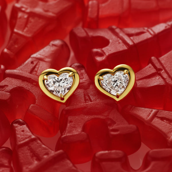 Heart Diamond Studs by Marina Fragoso