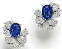 Oval Sapphire and Diamond Cluster Ear Studs by Marina Fragoso