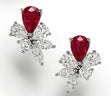 Pear-shape Ruby and Diamond Cluster Ear Studs by Marina Fragoso