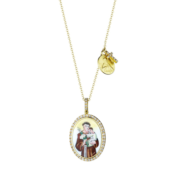 Saint Antonio Enamel Medallion Necklace