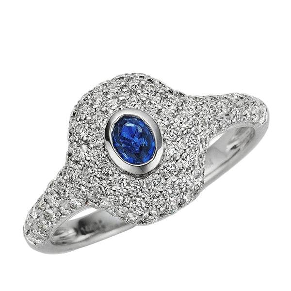Sapphire & Diamond Oval Candy Ring by Marina Fragoso