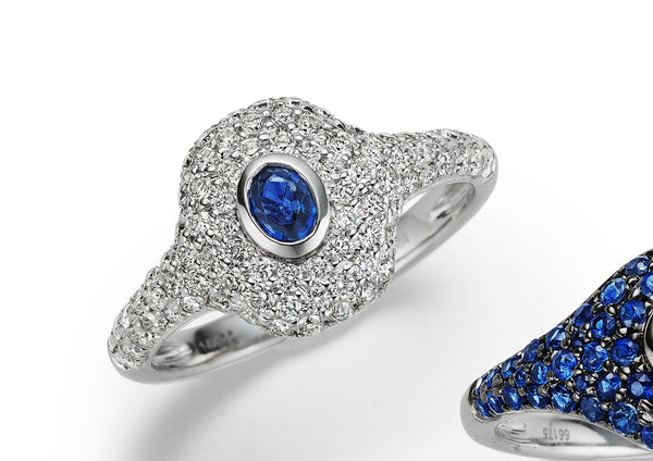 Sapphire & Diamond Oval Candy Ring