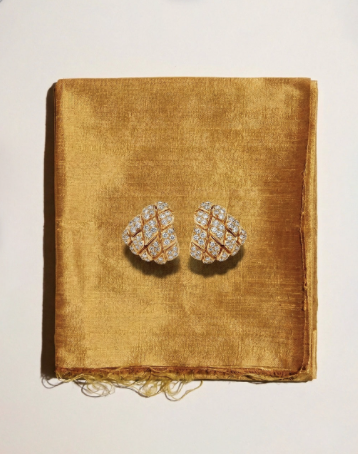 Vintage Diamond & 18kt Gold Ear Clips
